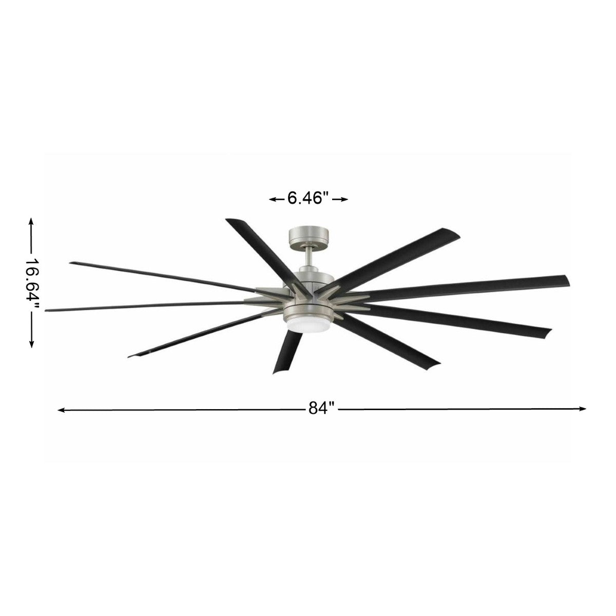 Odyn 84 Inch Brushed Nickel Wet Rated Large LED Ceiling Fan with Remote - Bees Lighting