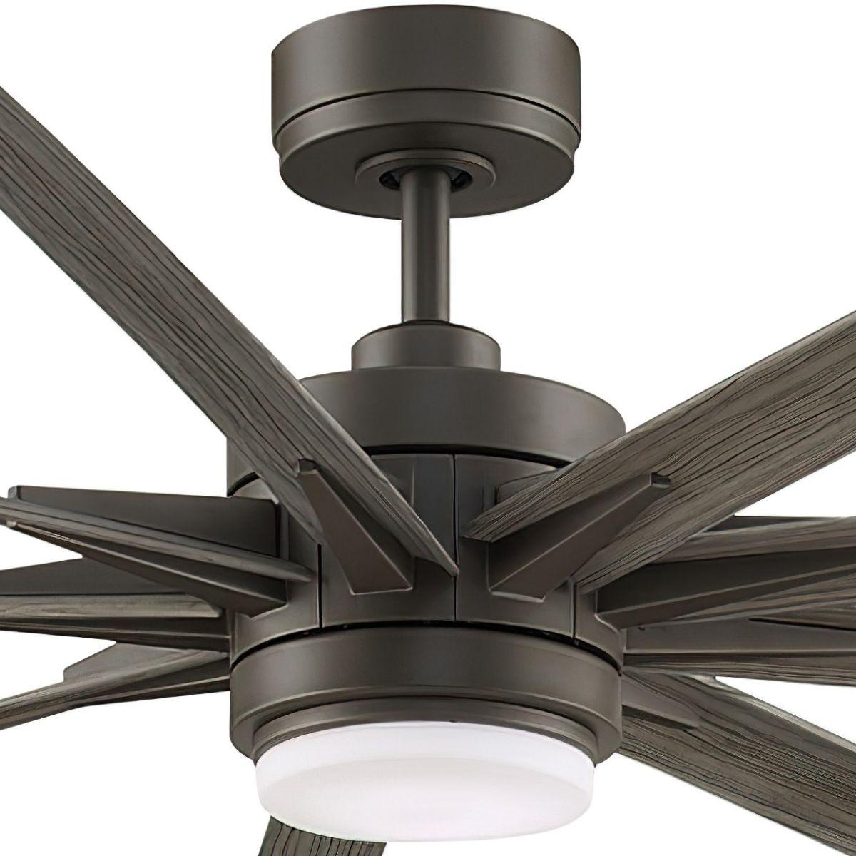 Odyn 84 Inch Matte Greige Wet Rated Large LED Ceiling Fan with Remote - Bees Lighting