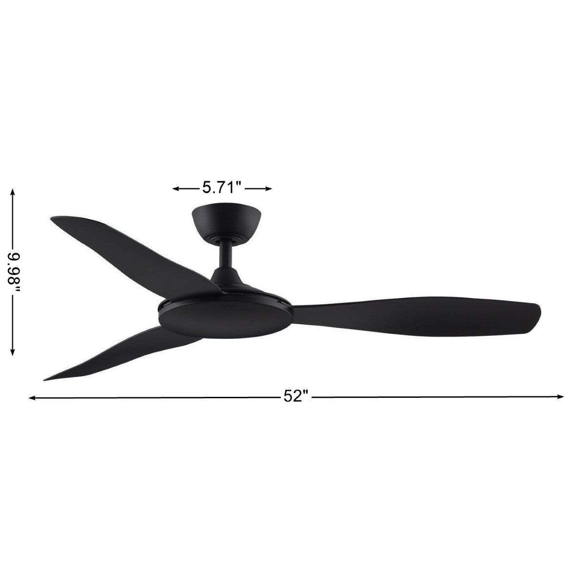 GlideAire 52 Inch Black Modern Smart Ceiling Fan with Remote - Bees Lighting