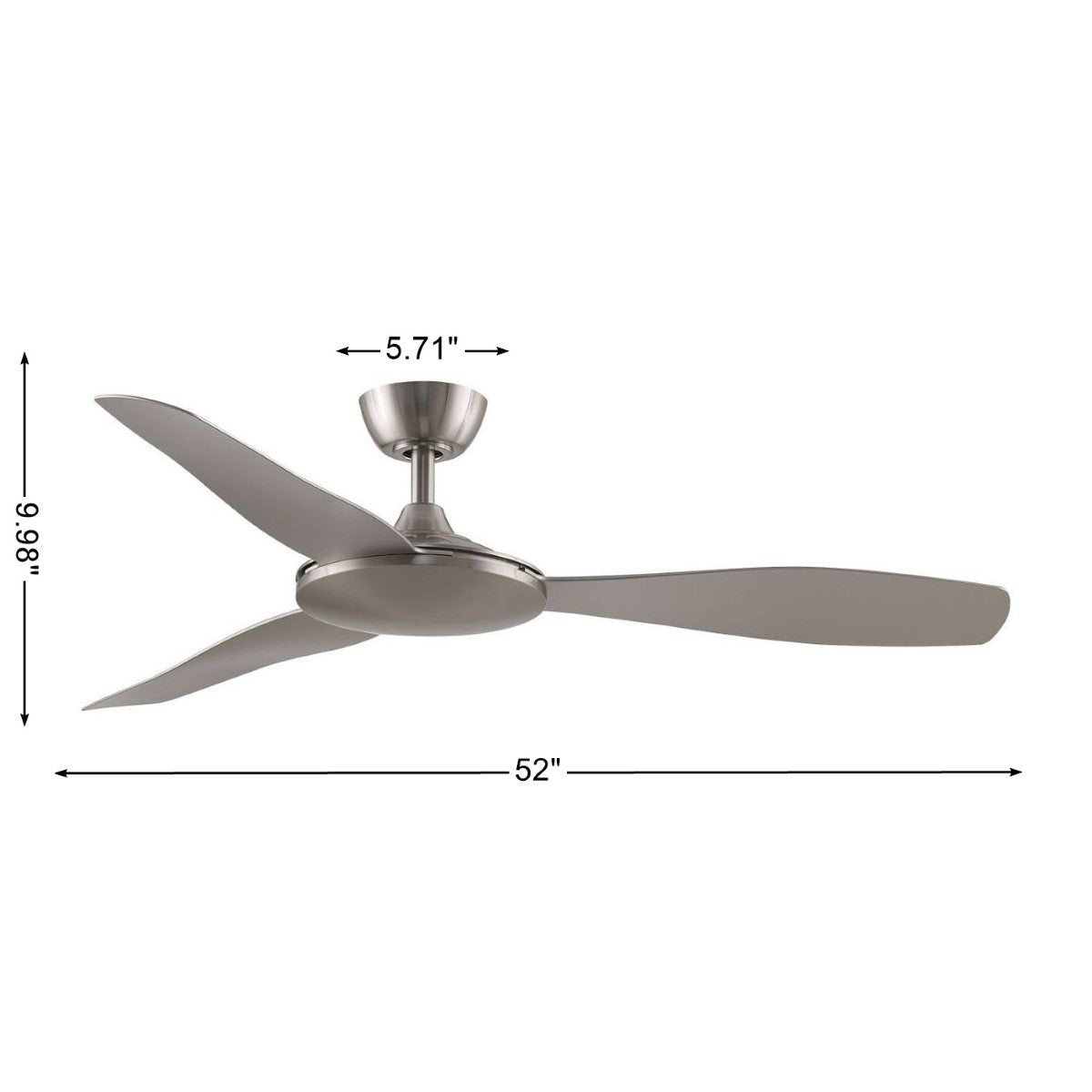 GlideAire 52 Inch Brushed Nickel Modern Smart Ceiling Fan with Remote - Bees Lighting