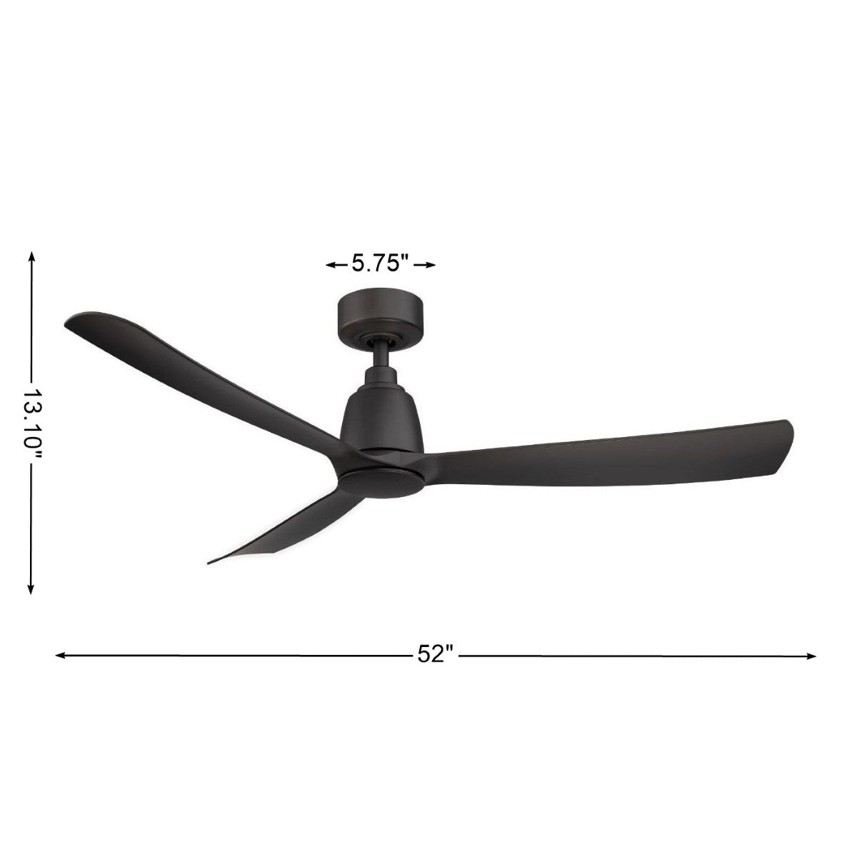 Kute 52 Inch Black Damp Rated Modern Ceiling Fan with Remote - Bees Lighting