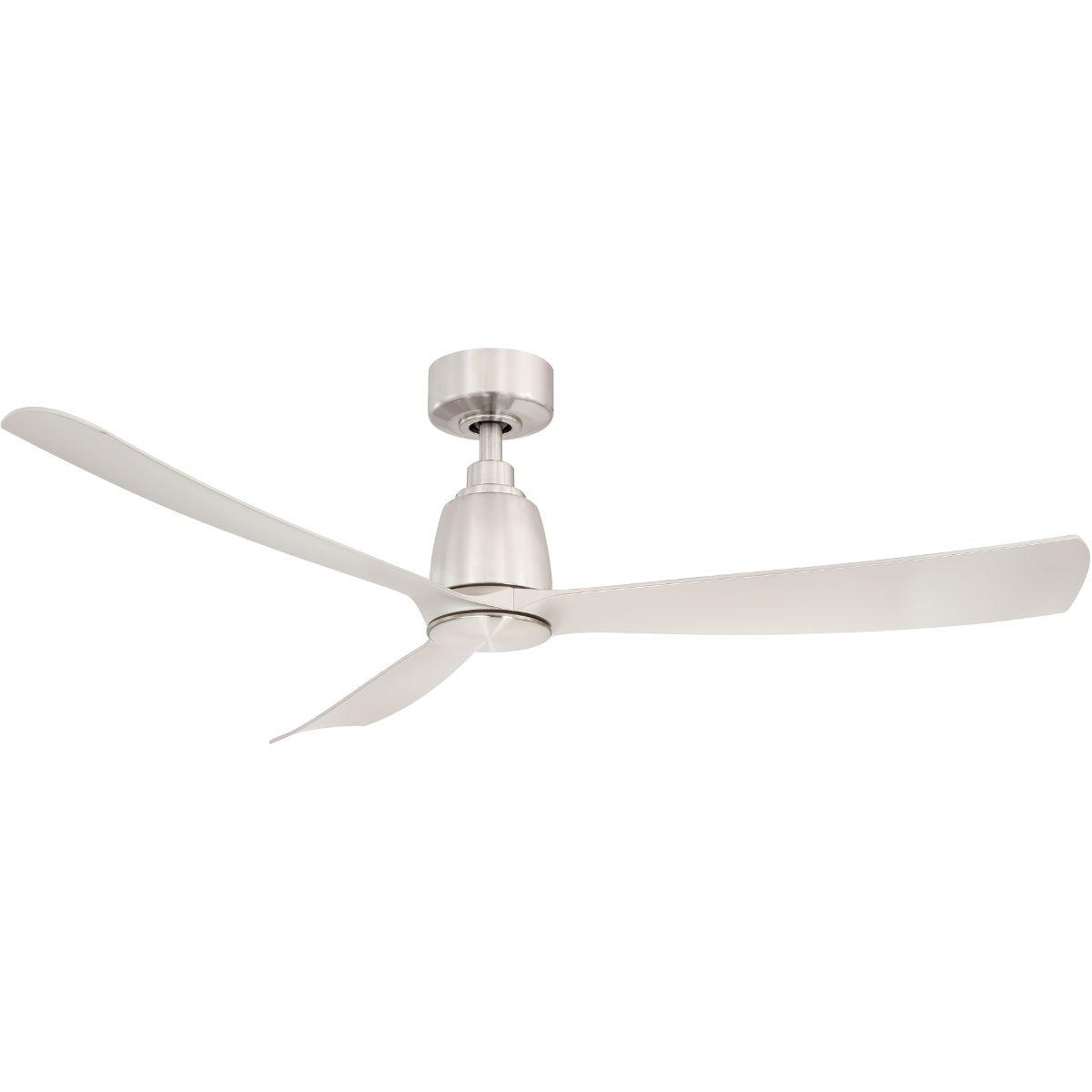 Kute 52 Inch Brushed Nickel Damp Rated Modern Ceiling Fan with Remote - Bees Lighting