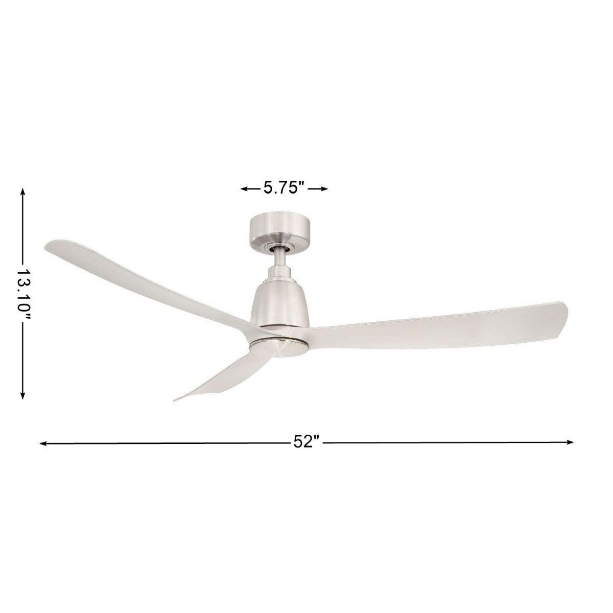 Kute 52 Inch Brushed Nickel Damp Rated Modern Ceiling Fan with Remote - Bees Lighting