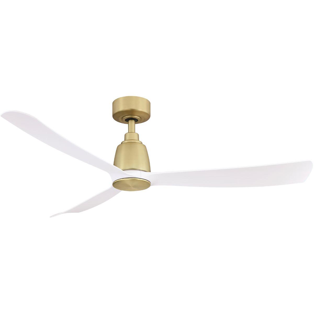 Kute 52 Inch Brushed Satin Brass Damp Rated Modern Ceiling Fan with Remote - Bees Lighting