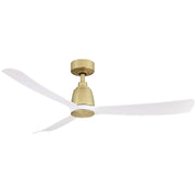 Kute 52 Inch Brushed Satin Brass Damp Rated Modern Ceiling Fan with Remote - Bees Lighting