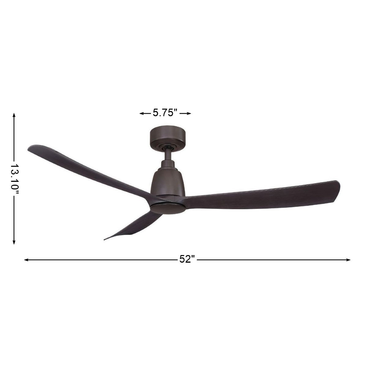 Kute 52 Inch Dark Bronze Damp Rated Modern Ceiling Fan with Remote - Bees Lighting