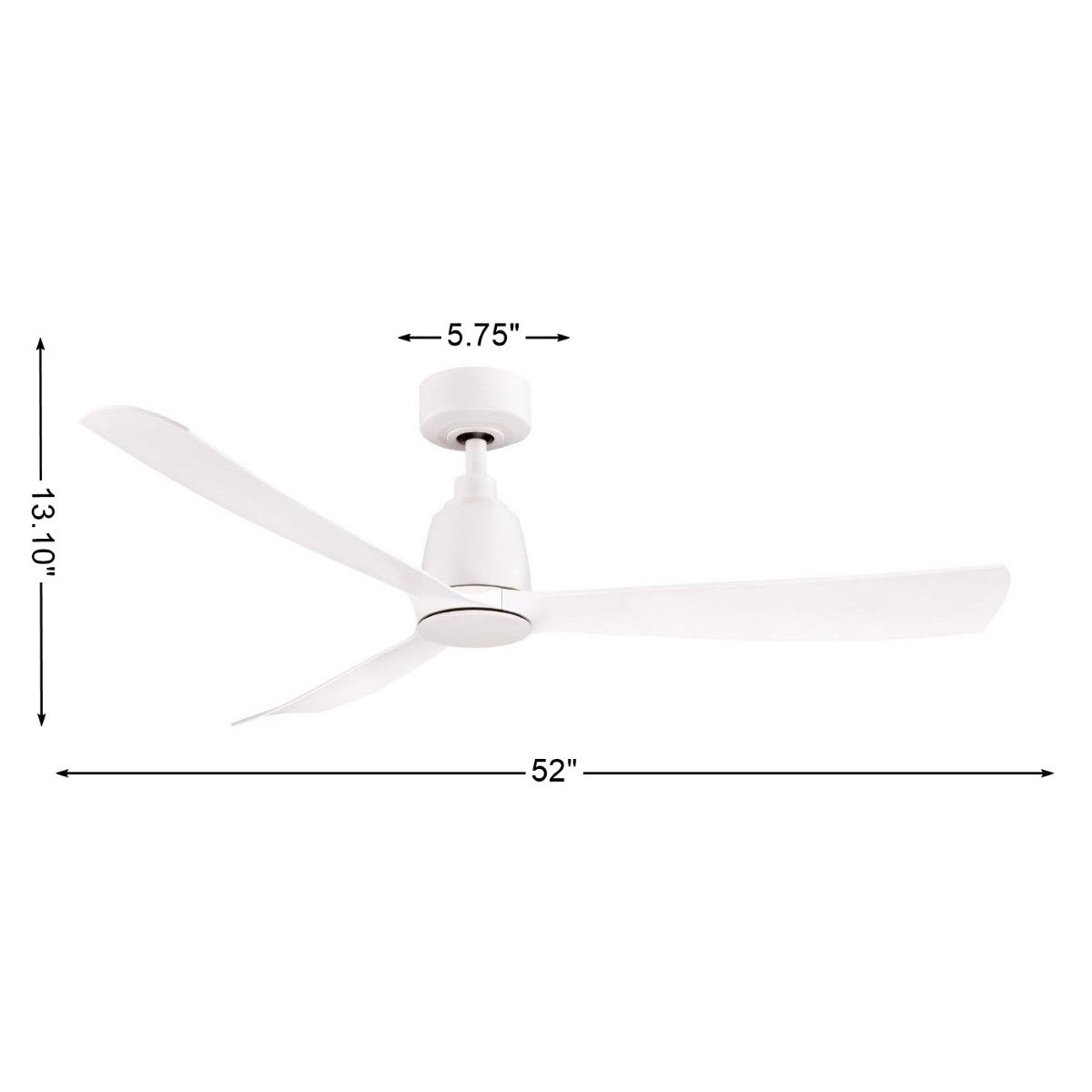 Kute 52 Inch Matte White Damp Rated Modern Ceiling Fan with Remote - Bees Lighting