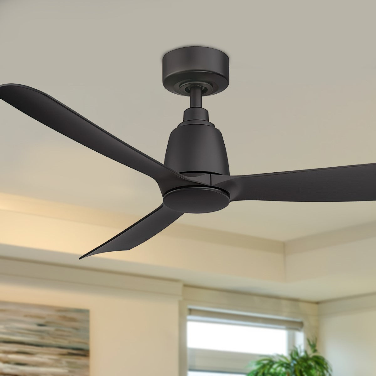 Kute 44 Inch Black Damp Rated Modern Ceiling Fan with Remote - Bees Lighting