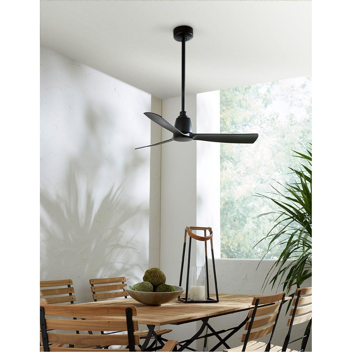 Kute 44 Inch Black Damp Rated Modern Ceiling Fan with Remote - Bees Lighting