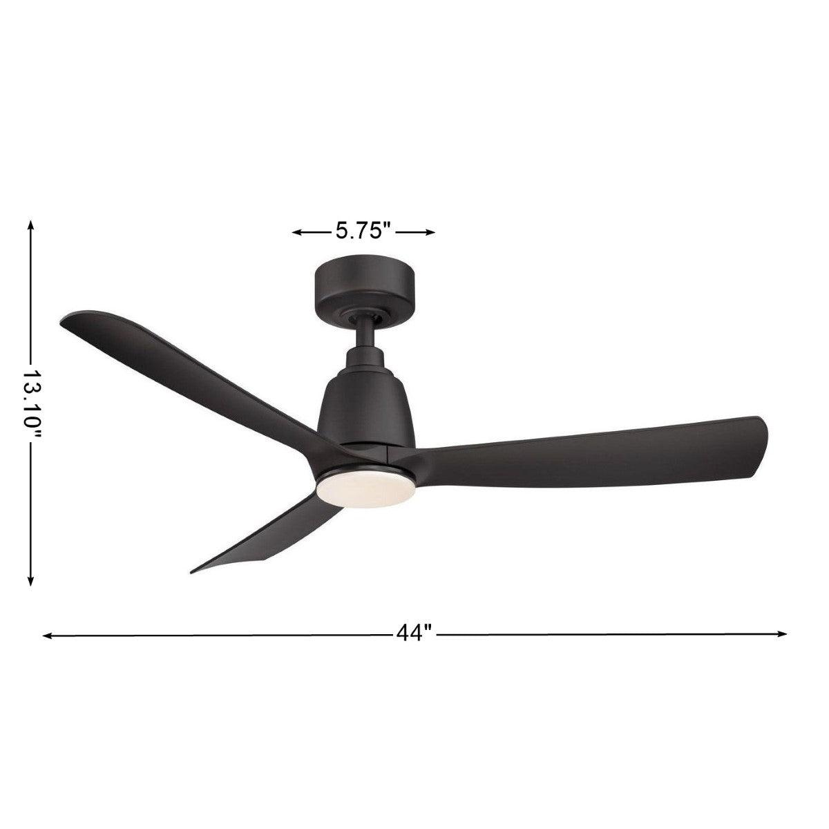 Kute 44 Inch Black Damp Rated Modern Ceiling Fan with Remote - Bees Lighting