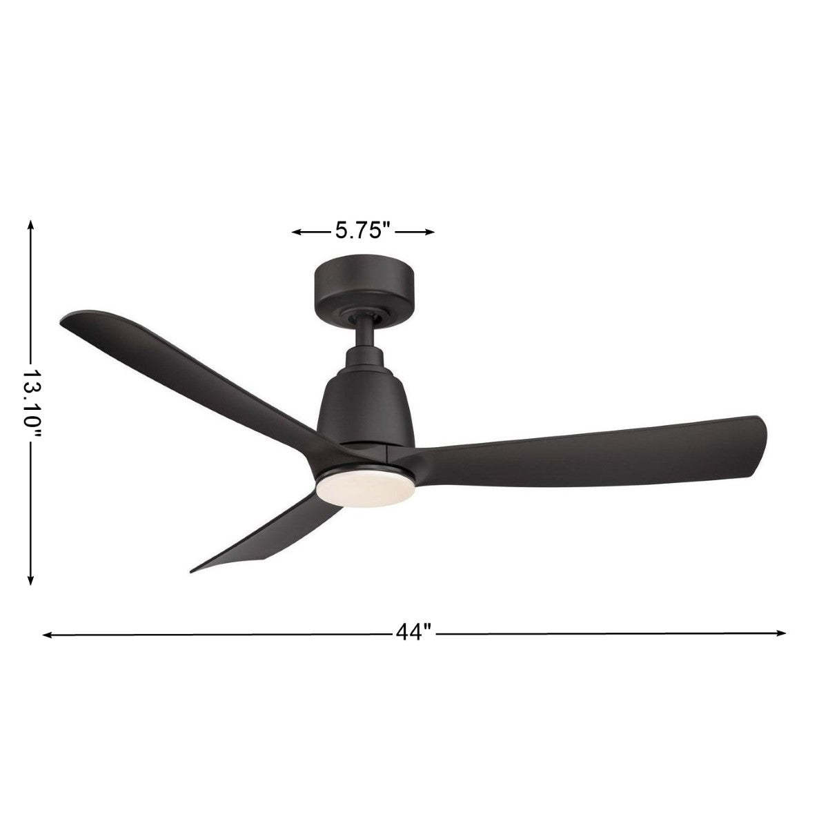 Kute 44 Inch Black Damp Rated Modern Ceiling Fan with Remote - Bees Lighting