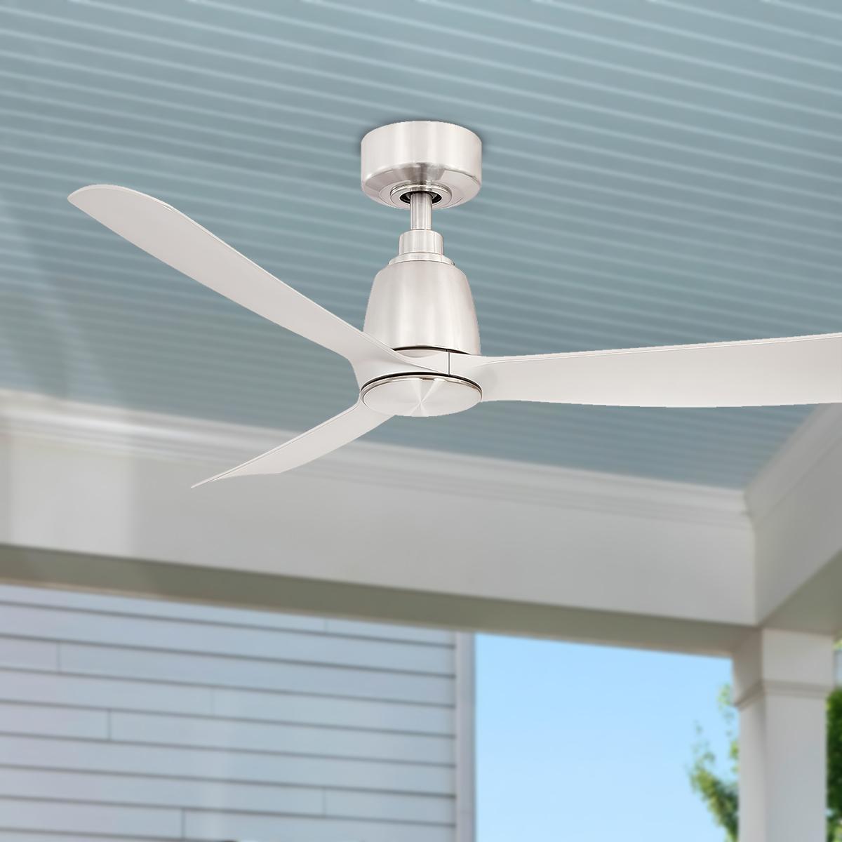 Kute 44 Inch Brushed Nickel Damp Rated Modern Ceiling Fan with Remote - Bees Lighting