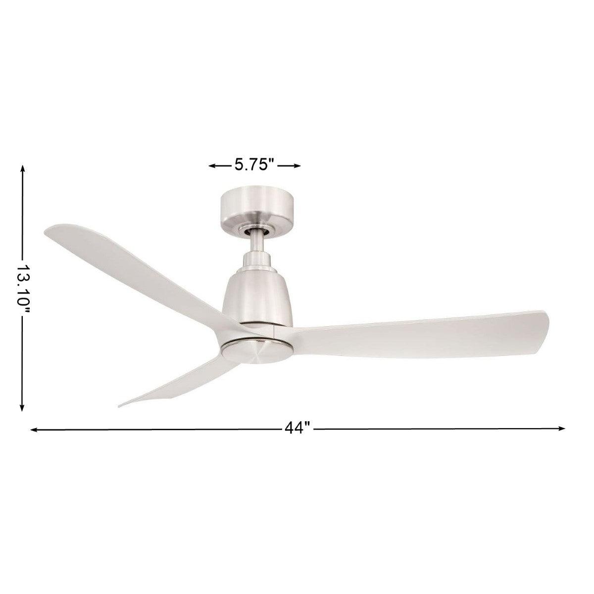 Kute 44 Inch Brushed Nickel Damp Rated Modern Ceiling Fan with Remote - Bees Lighting
