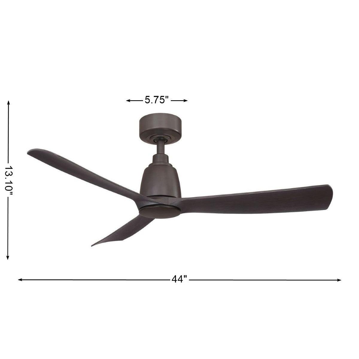 Kute 44 Inch Dark Bronze Damp Rated Modern Ceiling Fan with Remote - Bees Lighting
