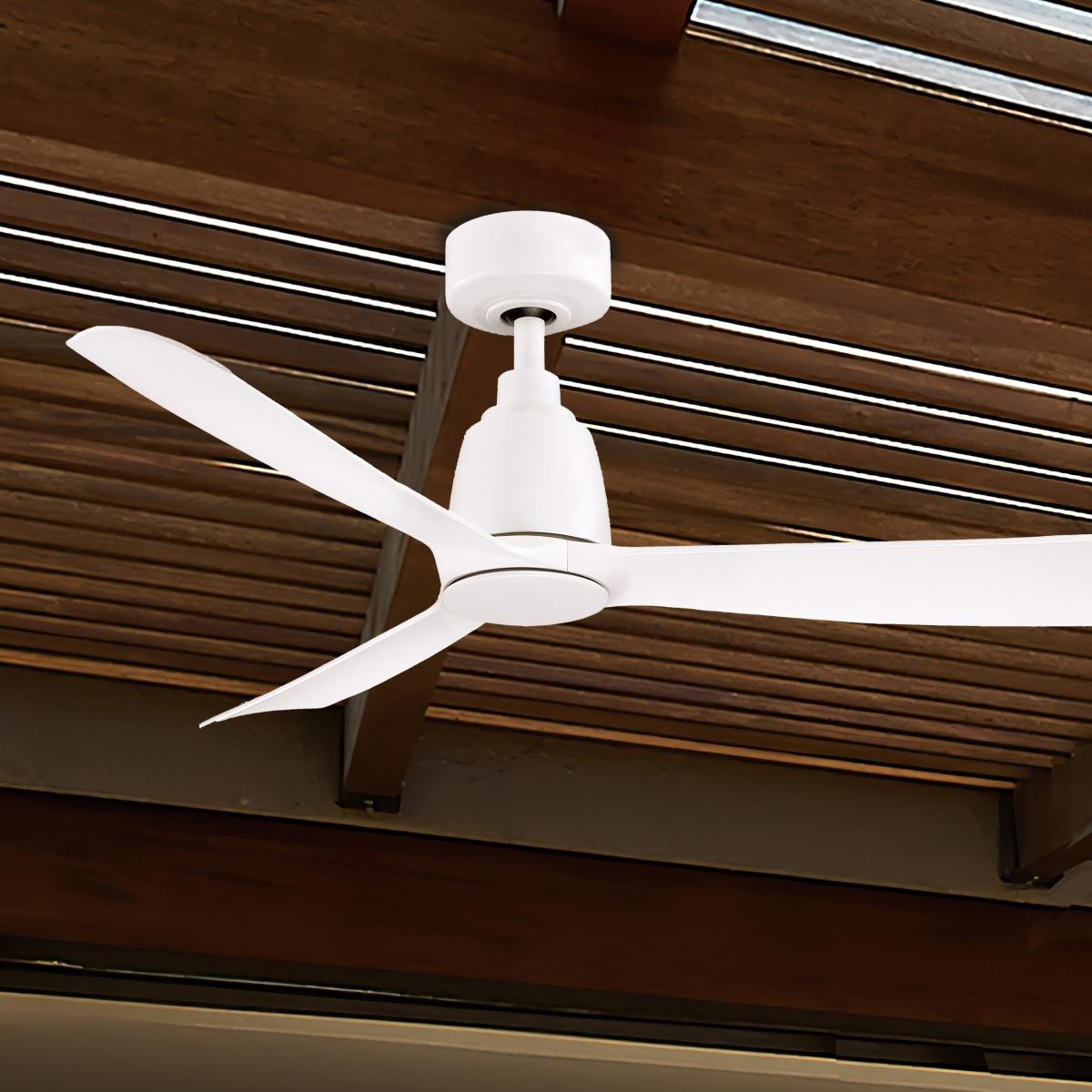 Kute 44 Inch Matte White Damp Rated Modern Ceiling Fan with Remote - Bees Lighting