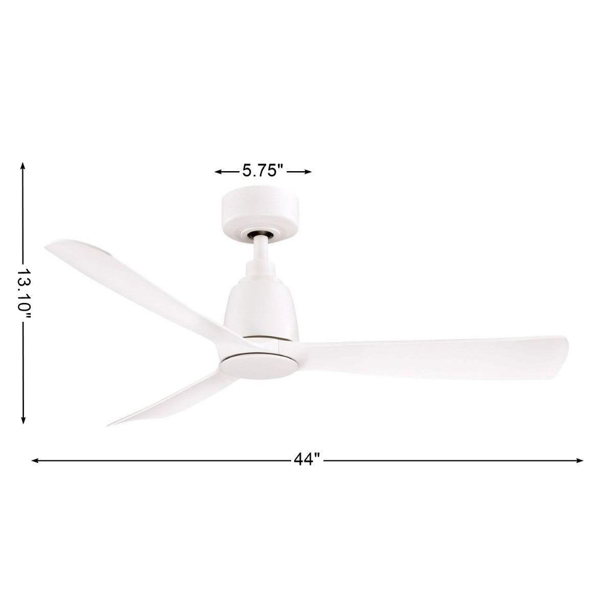 Kute 44 Inch Matte White Damp Rated Modern Ceiling Fan with Remote - Bees Lighting