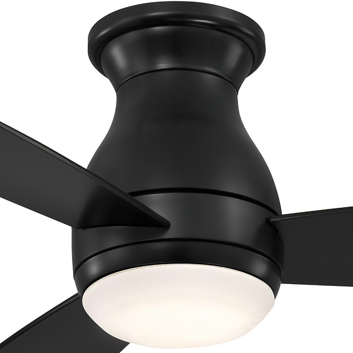 Hugh 44 Inch Black Outdoor LED Hugger Ceiling Fan with Remote - Bees Lighting