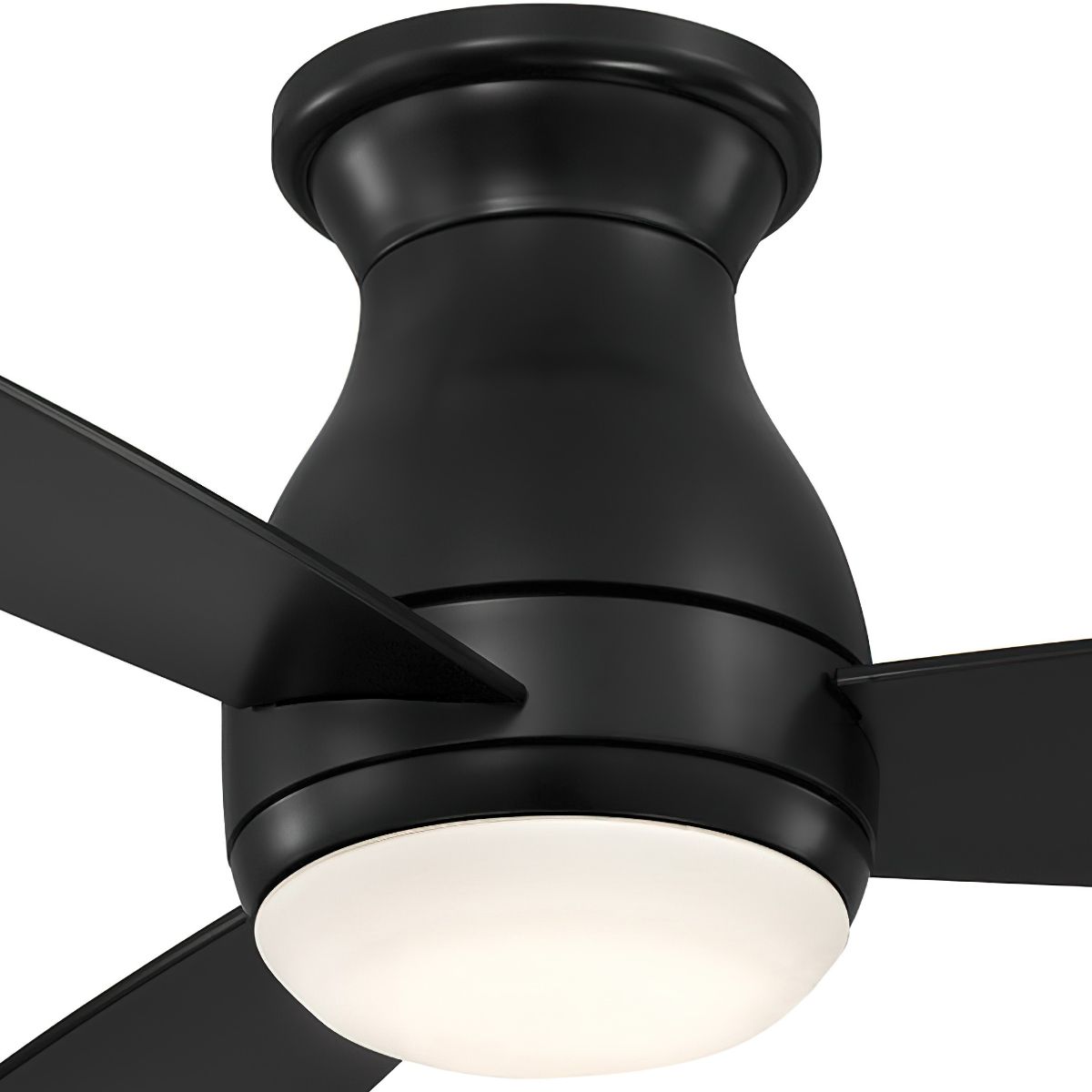 Hugh 44 Inch Black Outdoor LED Hugger Ceiling Fan with Remote - Bees Lighting