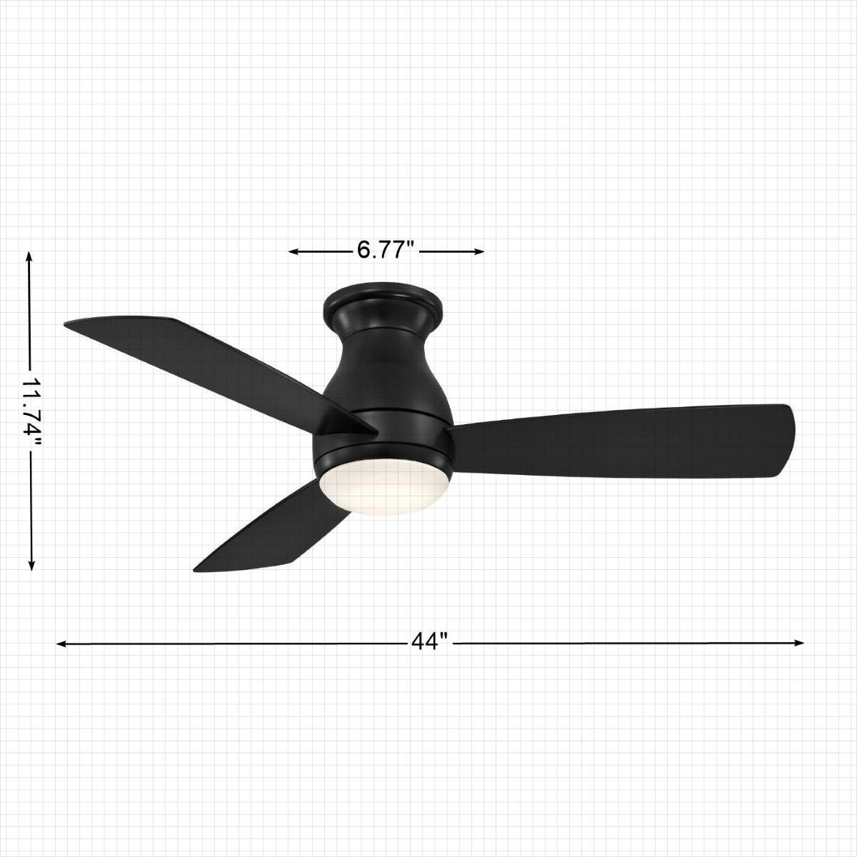 Hugh 44 Inch Black Outdoor LED Hugger Ceiling Fan with Remote - Bees Lighting