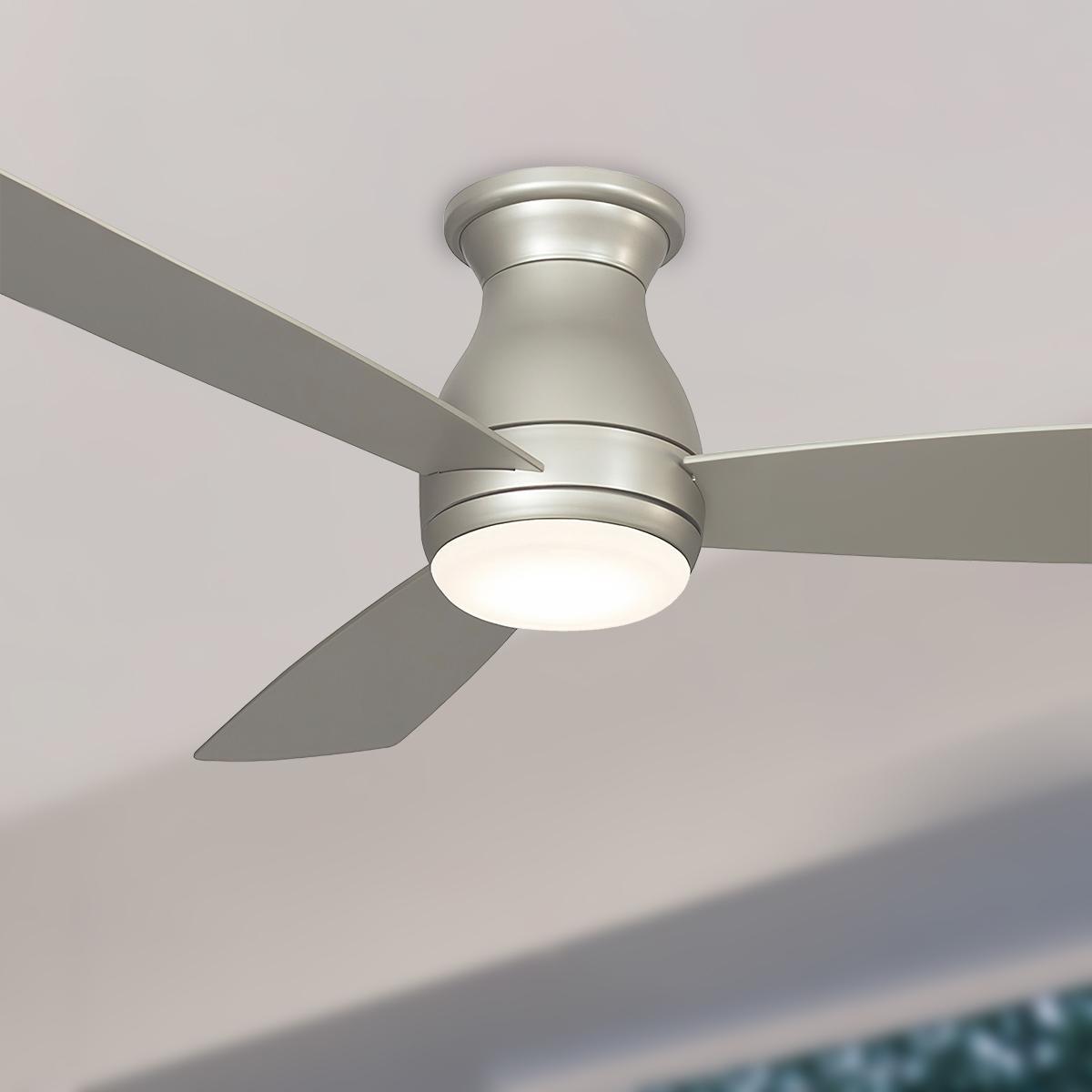 Hugh 44 Inch Modern Outdoor Flush Mount Ceiling Fan With Light And Remote - Bees Lighting