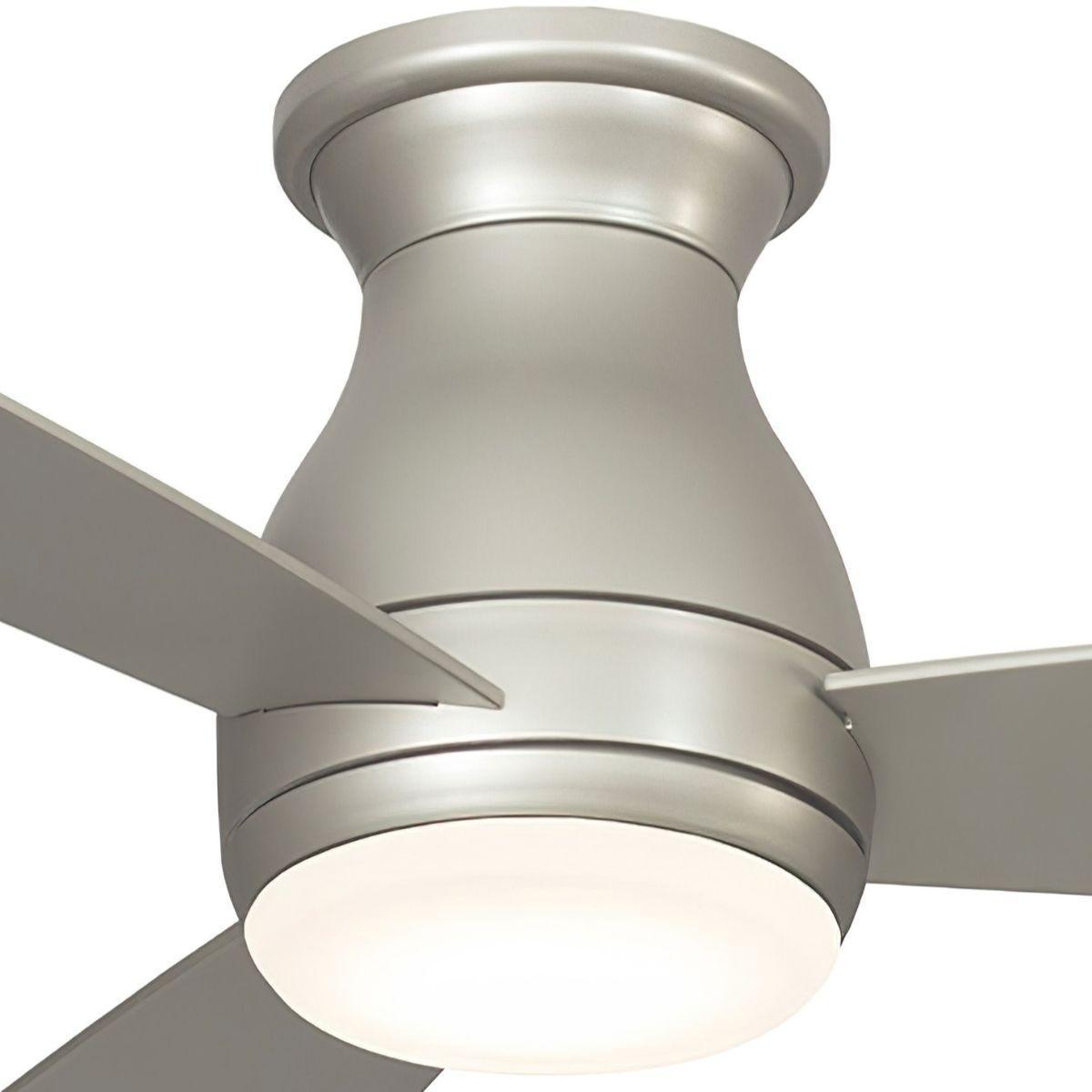 Hugh 44 Inch Brushed Nickel Outdoor LED Hugger Ceiling Fan with Remote - Bees Lighting