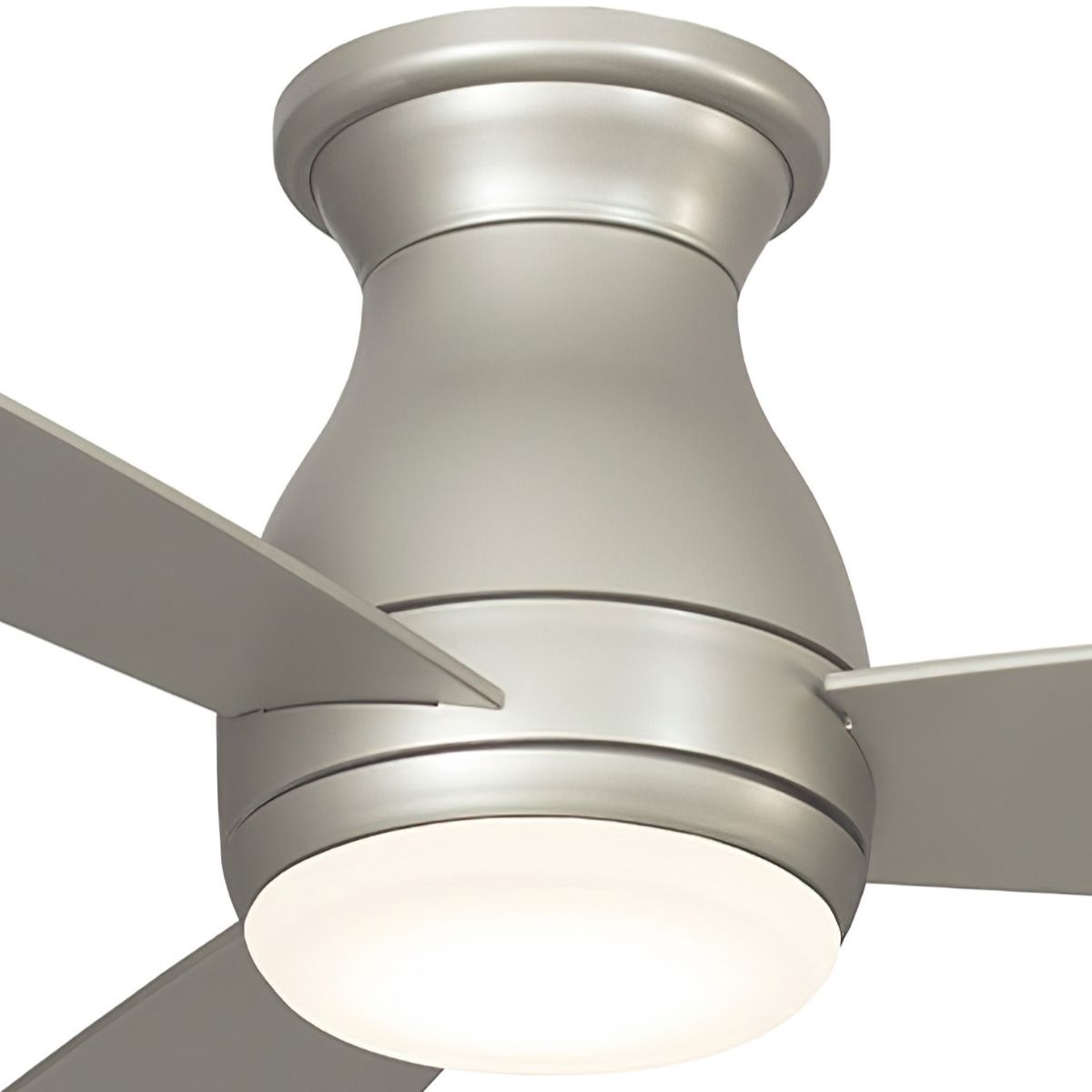 Hugh 44 Inch Brushed Nickel Outdoor LED Hugger Ceiling Fan with Remote - Bees Lighting
