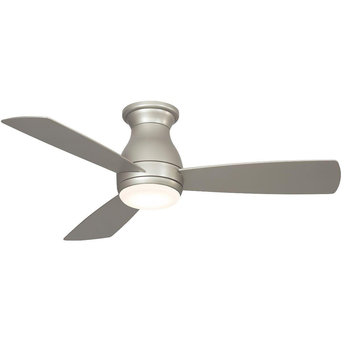 Hugh 44 Inch Brushed Nickel Outdoor LED Hugger Ceiling Fan with Remote - Bees Lighting