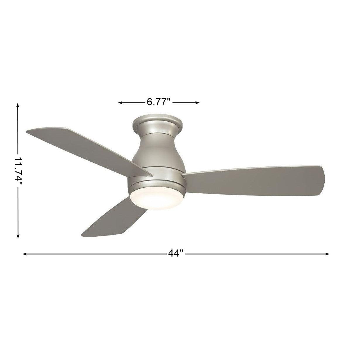 Hugh 44 Inch Brushed Nickel Outdoor LED Hugger Ceiling Fan with Remote - Bees Lighting