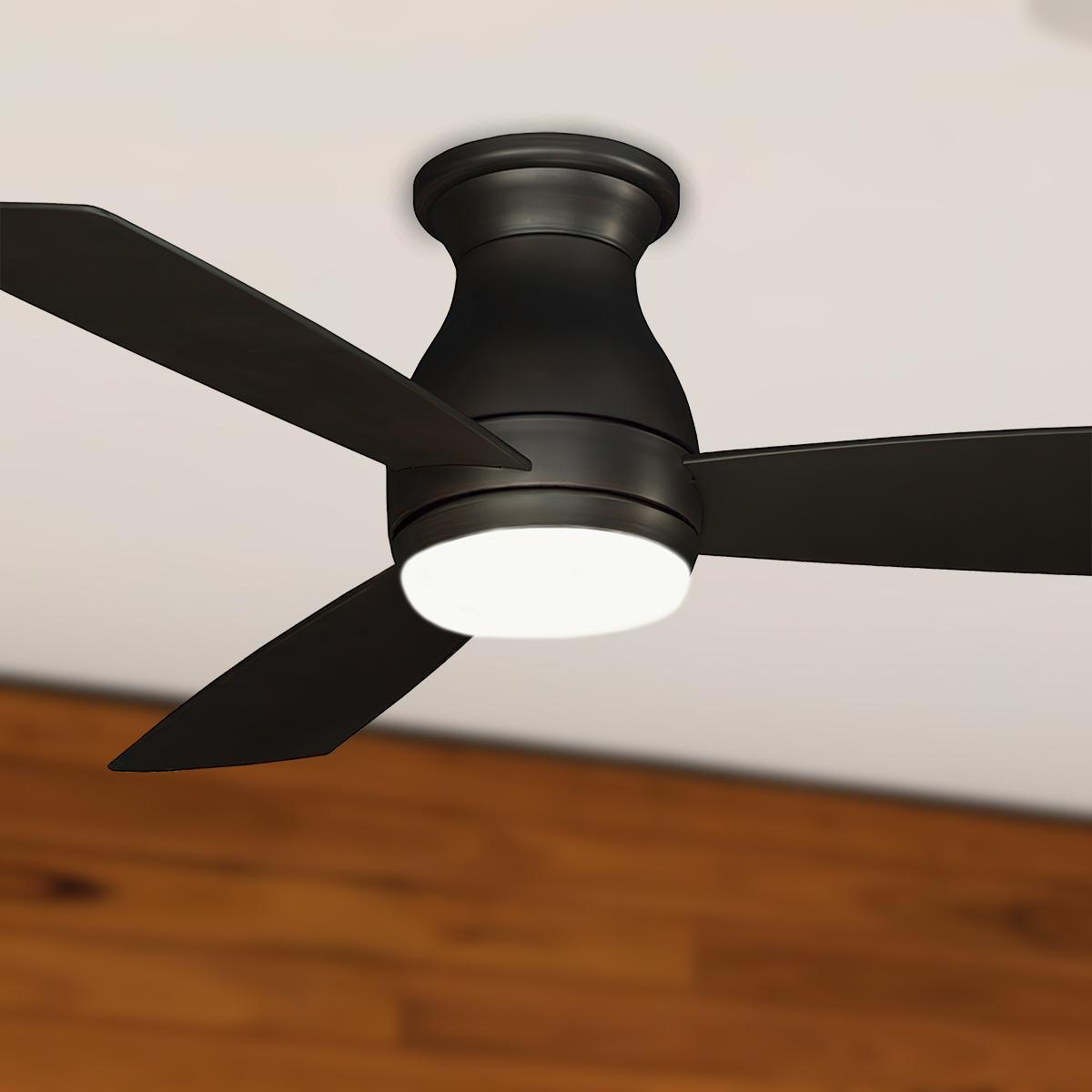 Hugh 44 Inch Modern Outdoor Flush Mount Ceiling Fan With Light And Remote - Bees Lighting