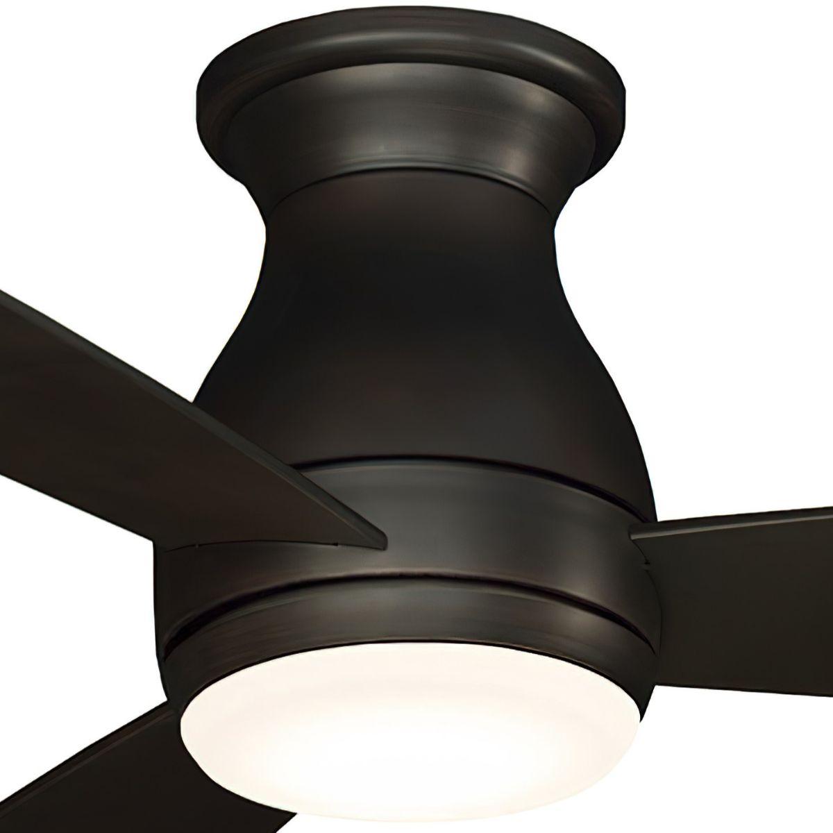 Hugh 44 Inch Dark Bronze Outdoor LED Hugger Ceiling Fan with Remote - Bees Lighting