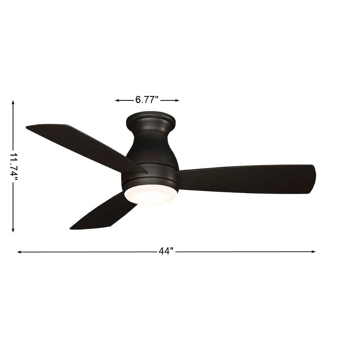 Hugh 44 Inch Dark Bronze Outdoor LED Hugger Ceiling Fan with Remote - Bees Lighting