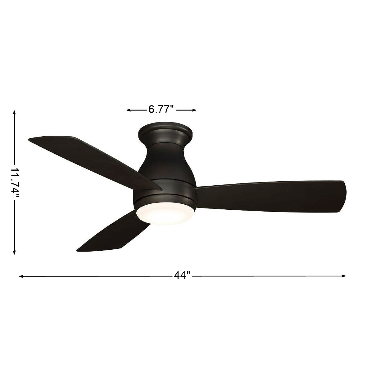 Hugh 44 Inch Dark Bronze Outdoor LED Hugger Ceiling Fan with Remote - Bees Lighting
