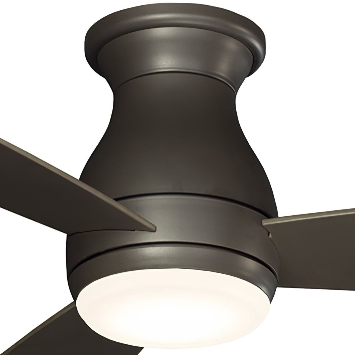 Hugh 44 Inch Matte Greige Outdoor LED Hugger Ceiling Fan with Remote - Bees Lighting