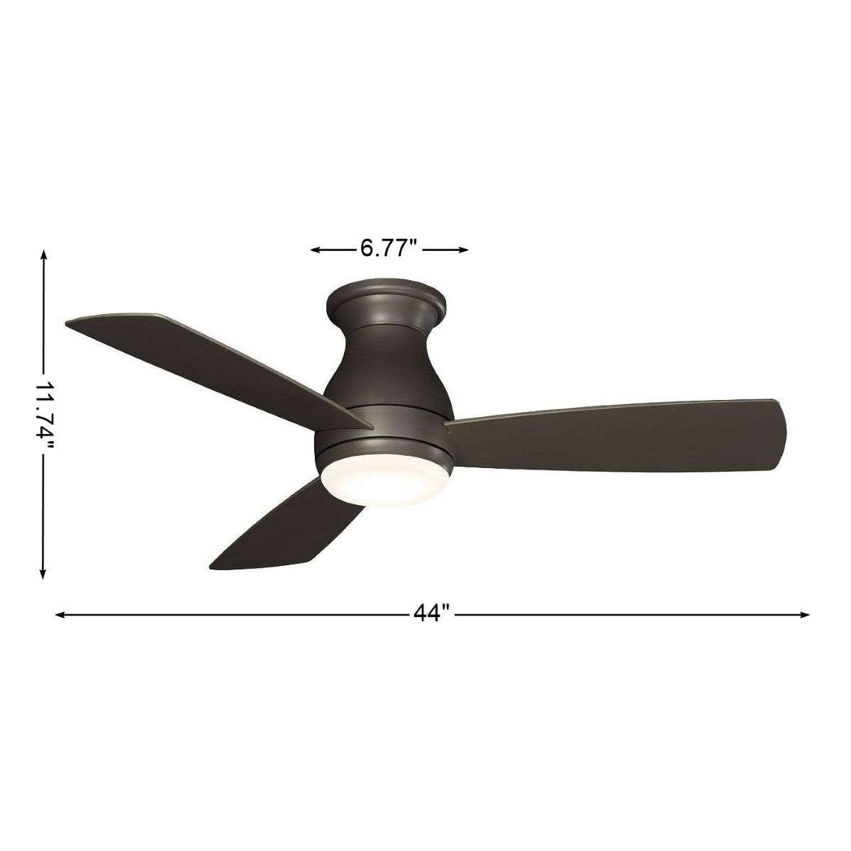 Hugh 44 Inch Matte Greige Outdoor LED Hugger Ceiling Fan with Remote - Bees Lighting