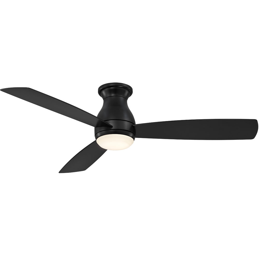 Hugh 52 Inch Black Outdoor LED Hugger Ceiling Fan with Remote - Bees Lighting