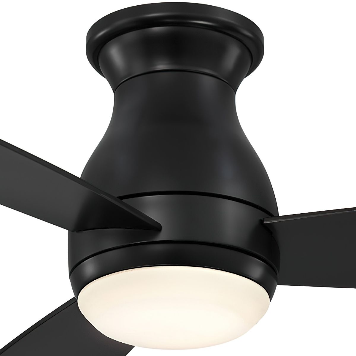 Hugh 52 Inch Black Outdoor LED Hugger Ceiling Fan with Remote - Bees Lighting