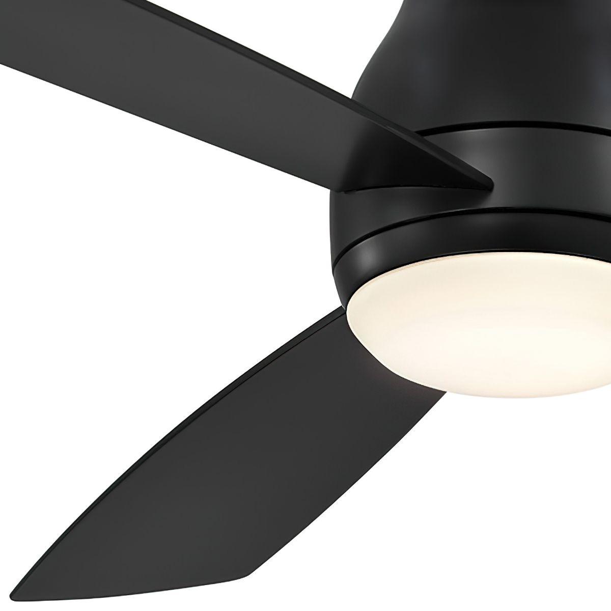 Hugh 52 Inch Black Outdoor LED Hugger Ceiling Fan with Remote - Bees Lighting