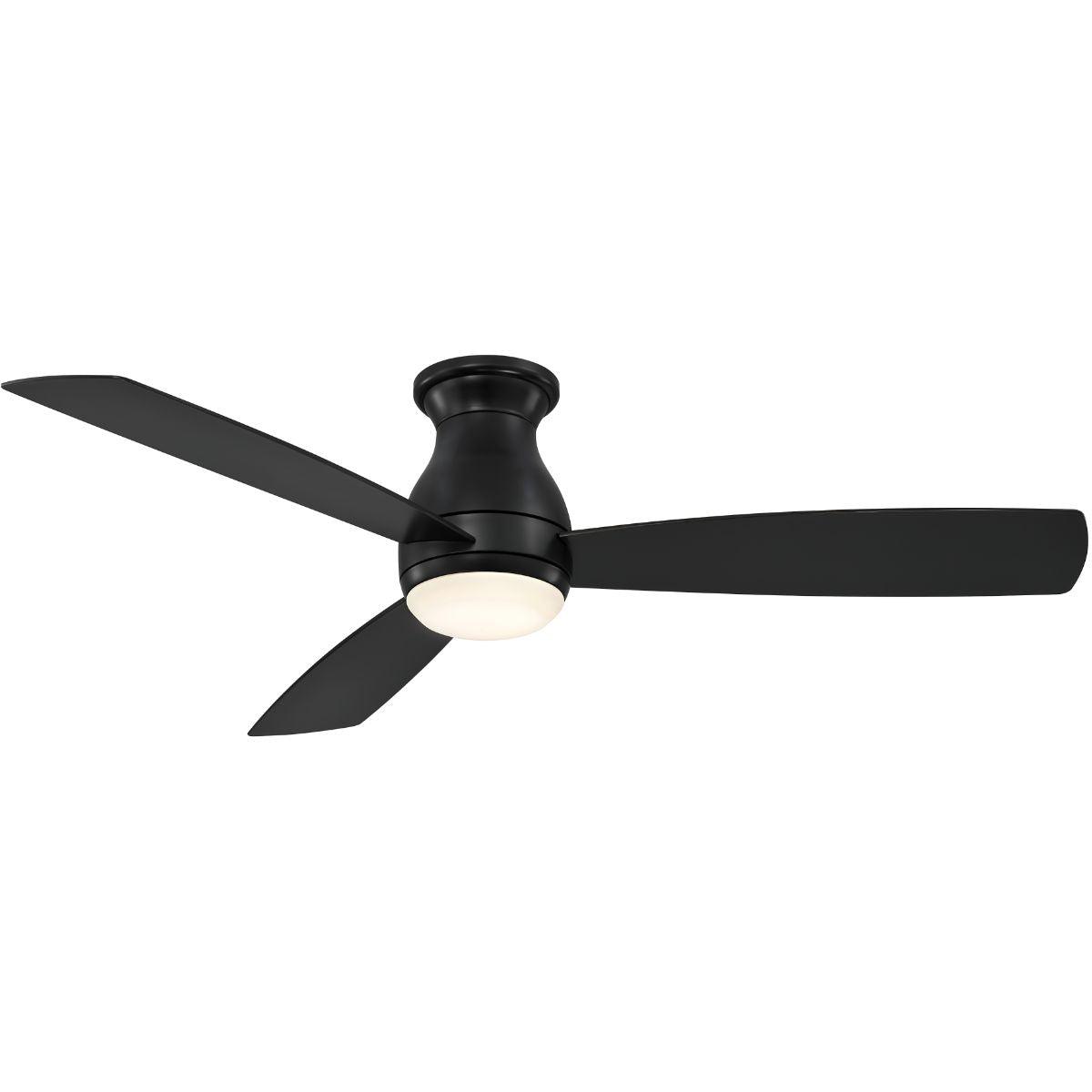 Hugh 52 Inch Black Outdoor LED Hugger Ceiling Fan with Remote - Bees Lighting