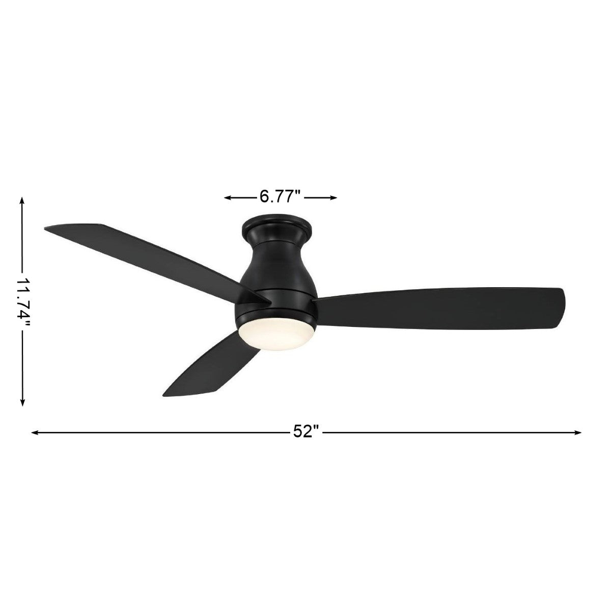 Hugh 52 Inch Black Outdoor LED Hugger Ceiling Fan with Remote - Bees Lighting
