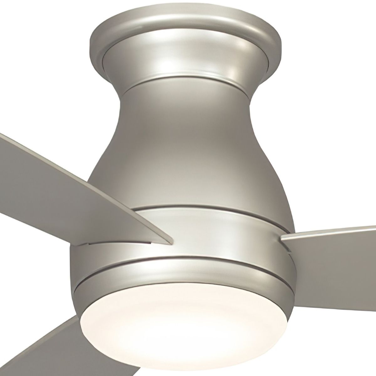 Hugh 52 Inch Brushed Nickel Outdoor LED Hugger Ceiling Fan with Remote - Bees Lighting