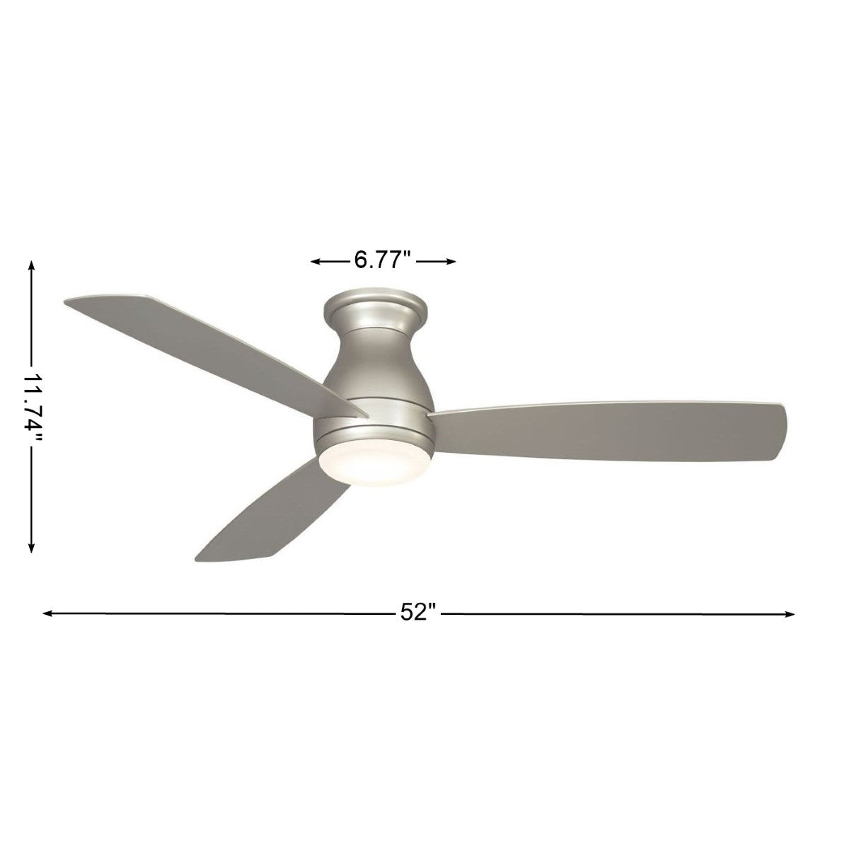 Hugh 52 Inch Brushed Nickel Outdoor LED Hugger Ceiling Fan with Remote - Bees Lighting