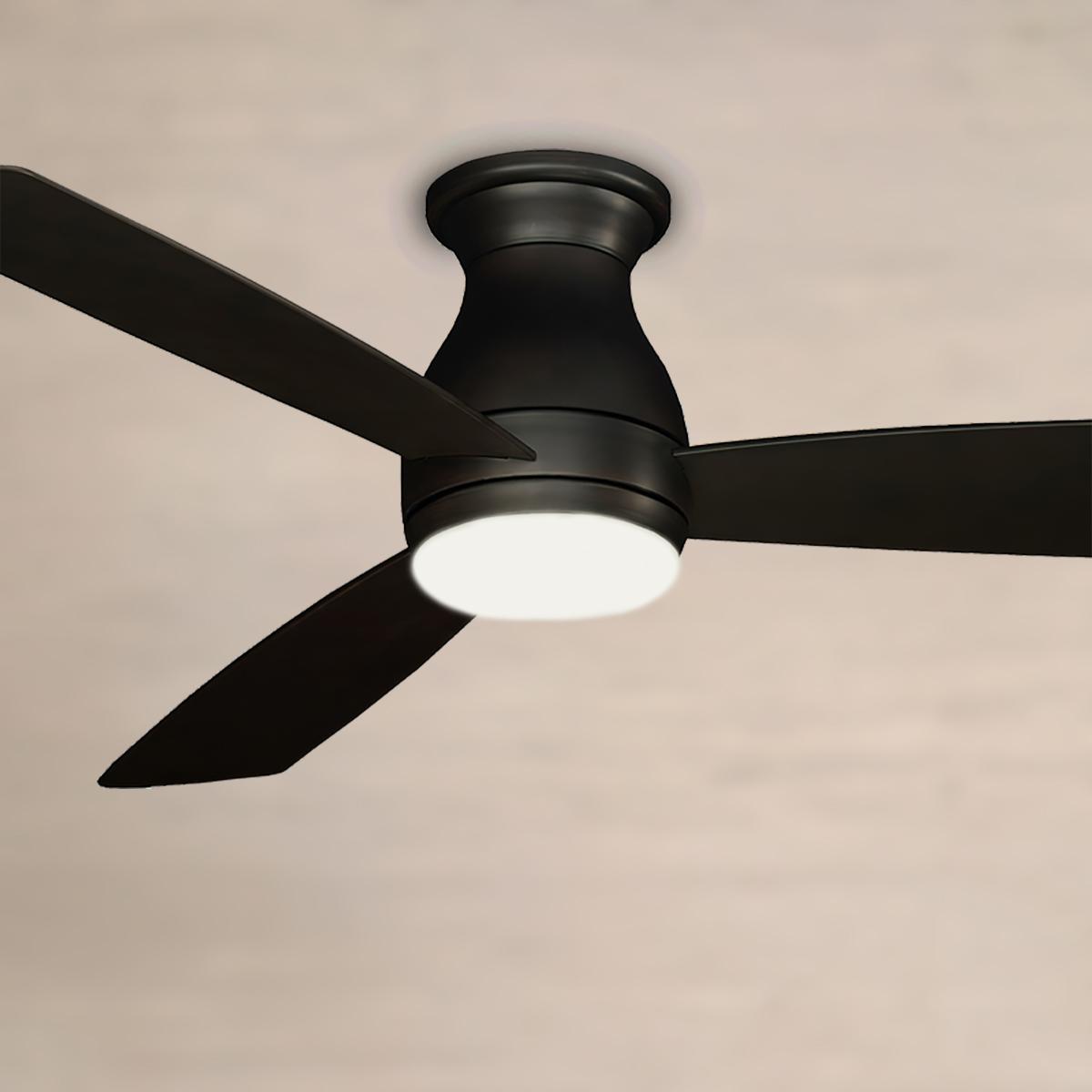 Hugh 52 Inch Dark Bronze Outdoor LED Hugger Ceiling Fan with Remote - Bees Lighting