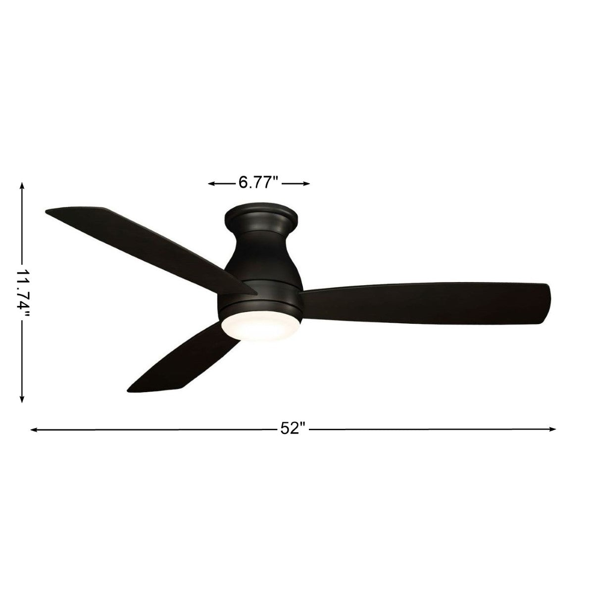 Hugh 52 Inch Dark Bronze Outdoor LED Hugger Ceiling Fan with Remote - Bees Lighting