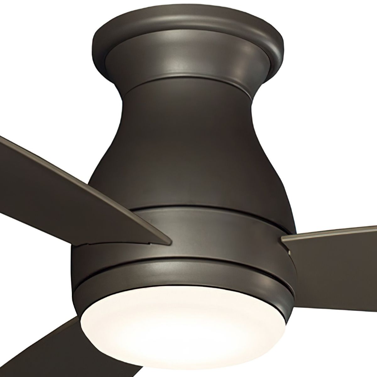 Hugh 52 Inch Matte Greige Outdoor LED Hugger Ceiling Fan with Remote - Bees Lighting