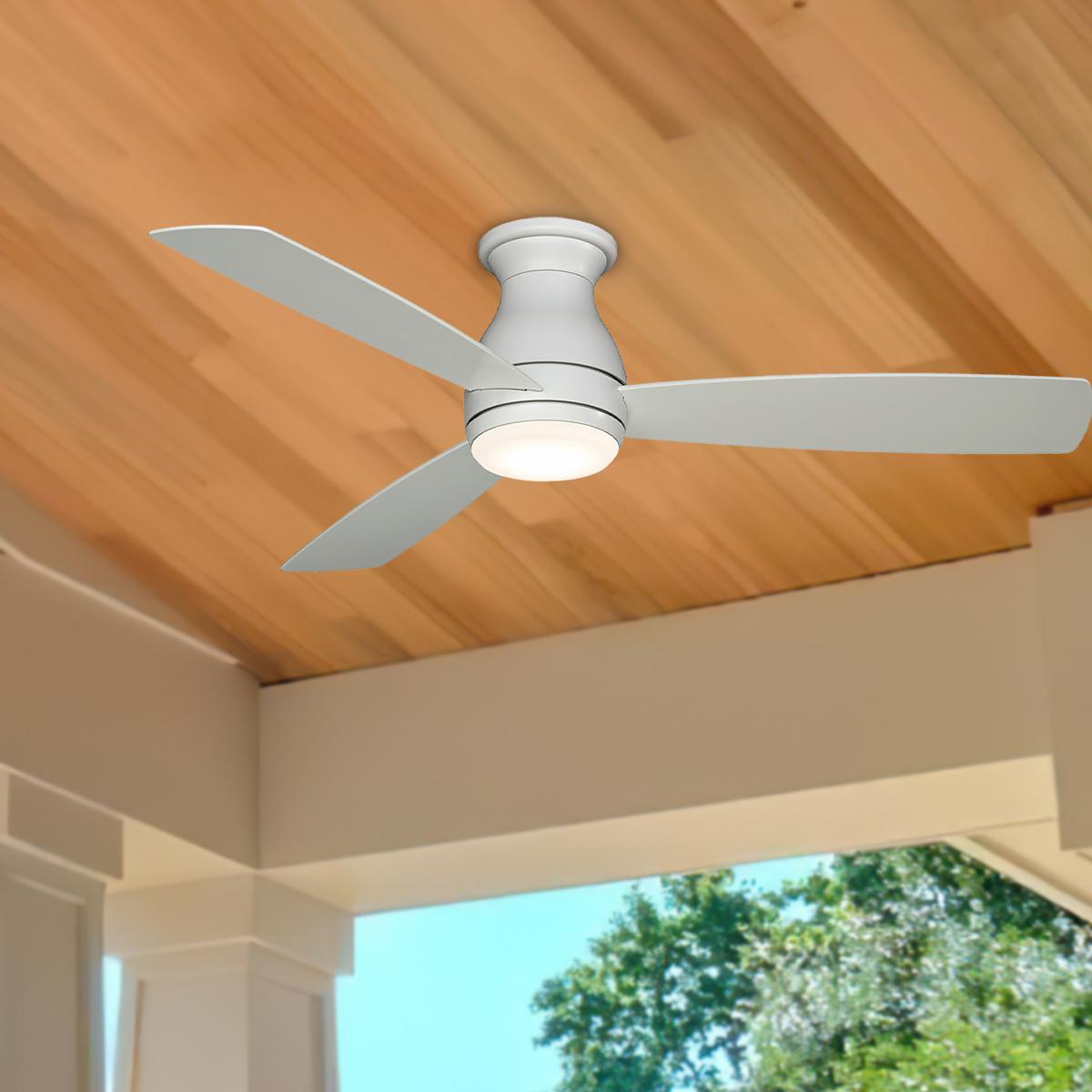 Hugh 52 Inch Matte White Outdoor LED Hugger Ceiling Fan with Remote - Bees Lighting