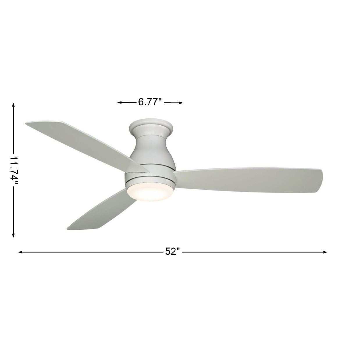 Hugh 52 Inch Matte White Outdoor LED Hugger Ceiling Fan with Remote - Bees Lighting