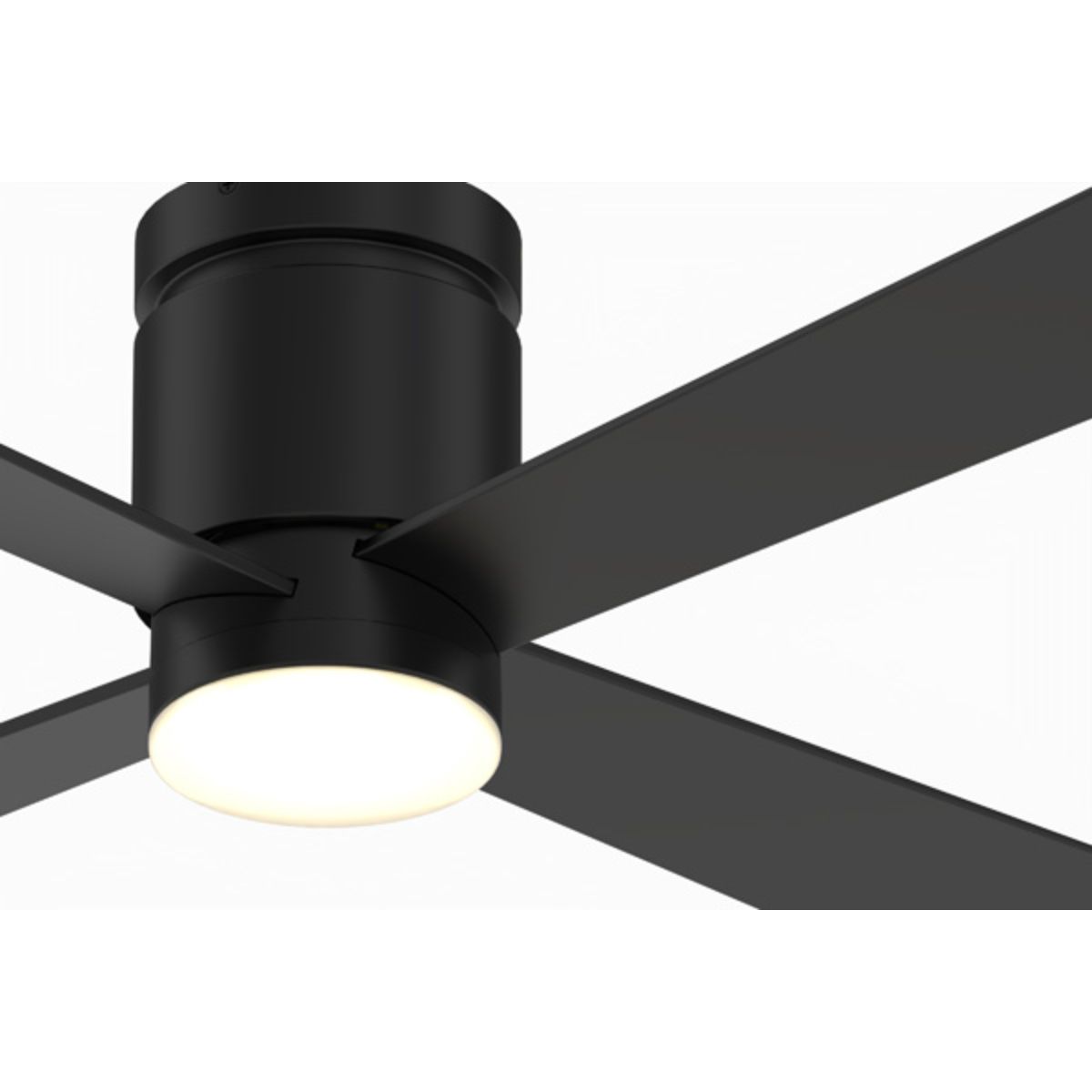 Kwartet 52 Inch Black Damp Rated Hugger Ceiling Fan with CCT Light Kit and Remote - Bees Lighting