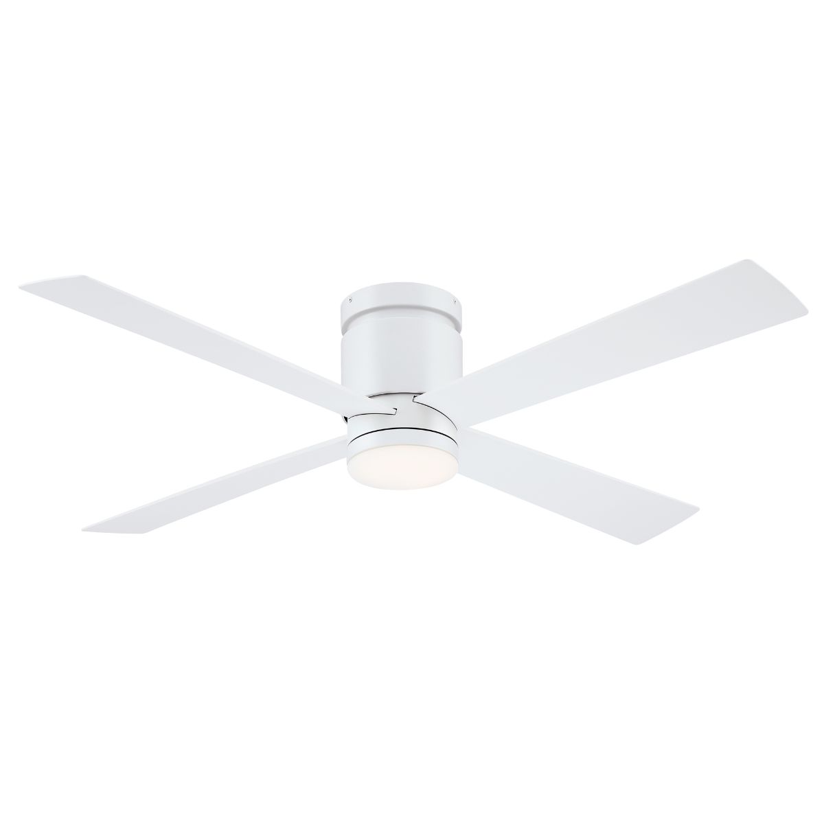 Kwartet 52 Inch Matte White Damp Rated Hugger Ceiling Fan with CCT Light Kit and Remote - Bees Lighting