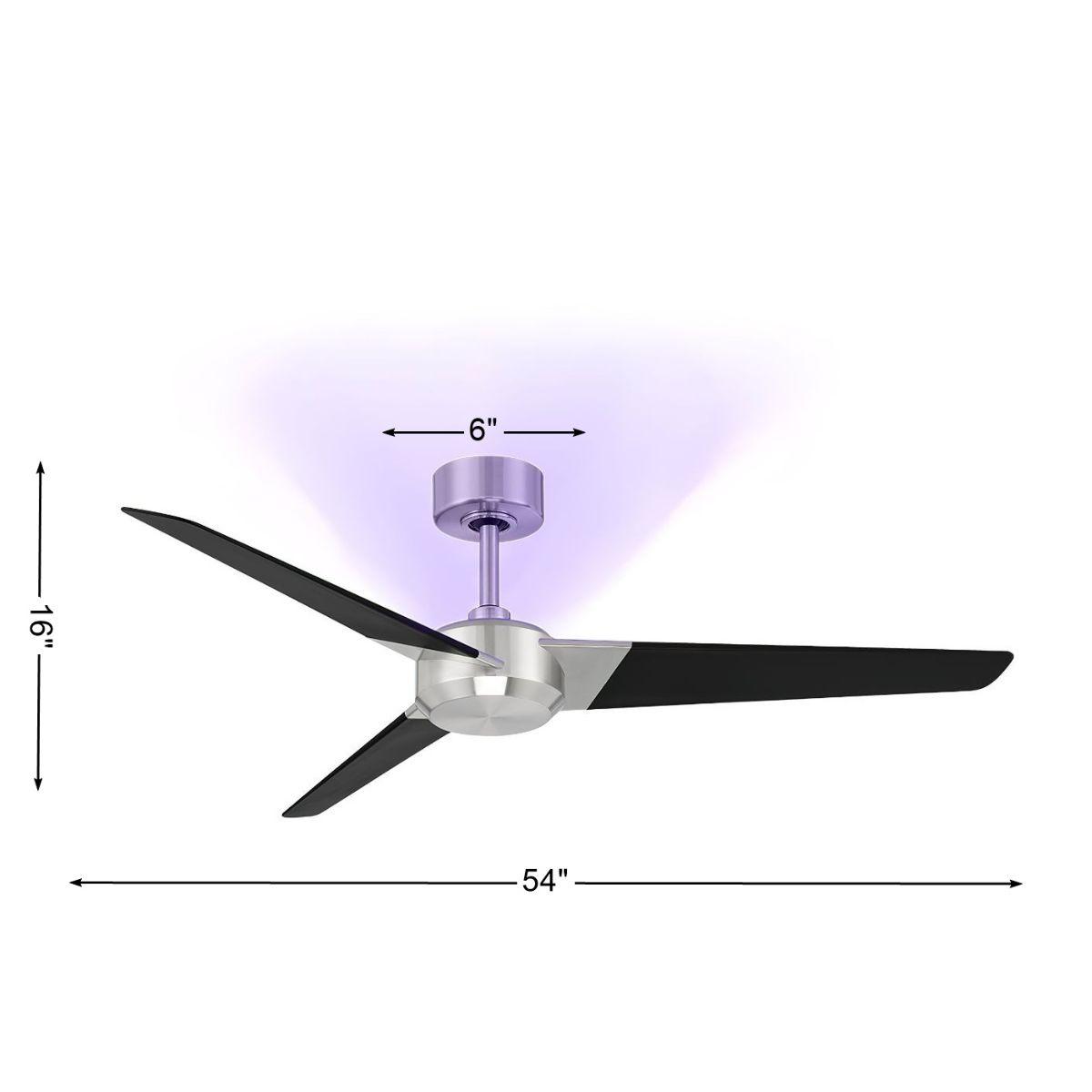 Ultra 54 Inch Nickel and Black UV-C Smart Ceiling Fan with Remote - Bees Lighting