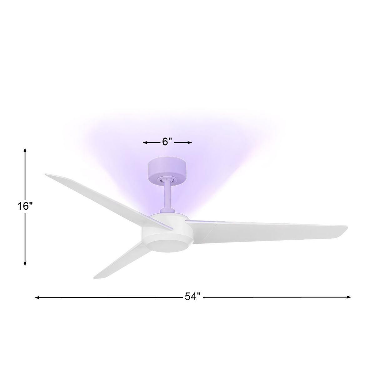 Ultra 54 Inch Matte White UV-C Smart Ceiling Fan with Remote - Bees Lighting